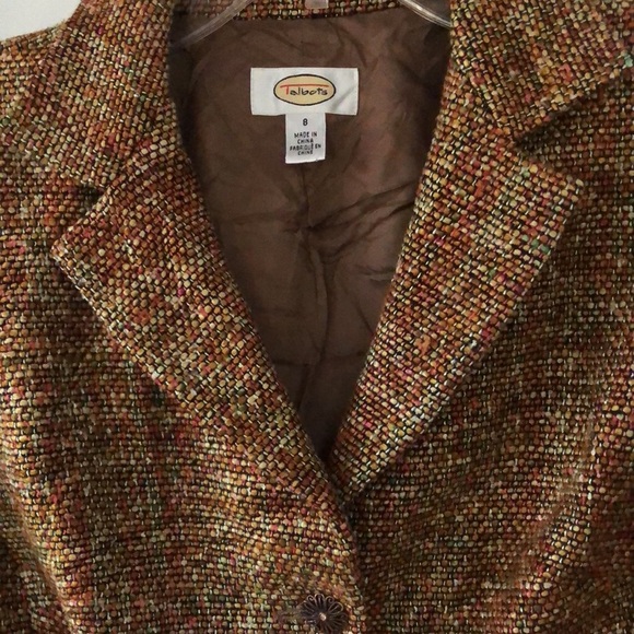 Vintage Talbots Silk Blend Blazer Jacket Orange Red Brown Women's Size 8 - Picture 4 of 16